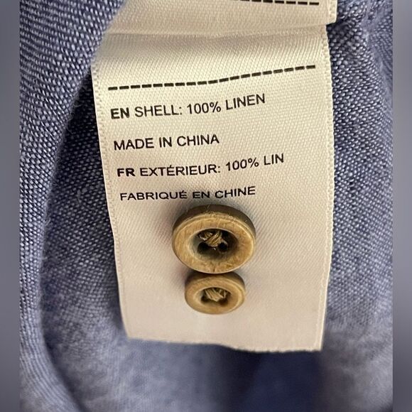 UNTUCKit Men's Casual Linen Blue Button-Down Shirt - Picture 4 of 6